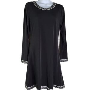 NWT Michael Kors Women's Black Shift Dress Zebra Trim sz Small Career